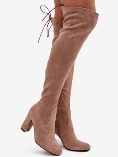 Dámské kozačky na sloupkovém podpatku Xamarin – béžové