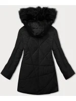 Černá dámská zimní bunda s kožešinovou podšívkou (V715) Černá dámská zimní bunda s kožešinovou podšívkou (V715)