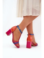 Kožené sandály na podpatku Laura Messi 2879 multikolor