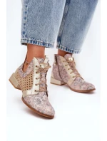 Kožené Kotníkové Boty Maciejka 05541-04 Béžovo-Zlaté