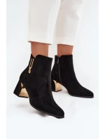 Dámské kotníkové boty na podpatku se zlatými detaily černé Kalivra Dámské kotníkové boty na podpatku se zlatými detaily černé Kalivra