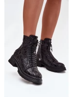 Kožené workery dámské zateplené na zip Artiker 57C2257 Černé