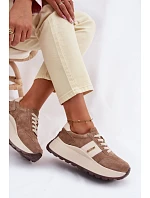 Dámské tenisky na platformě z přírodního semiše tmavě béžové Rosinae