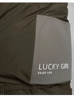 Péřová bunda v barvě khaki s kapucí (KK60610)