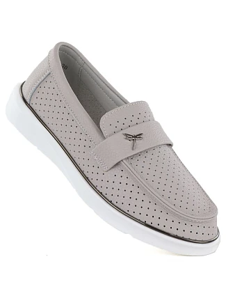 Dámské kožené mokasíny šedé Vinceza 93221