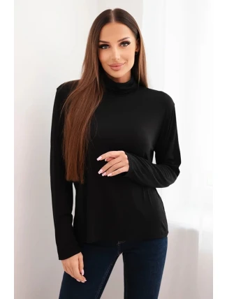 Dámská viskózová blůza s rolákem a dlouhým rukávem černá