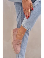 Dámské mokasíny s perforací a zlatým detailem a jutovým pletením růžové Lainer Dámské mokasíny s perforací a zlatým detailem a jutovým pletením růžové Lainer