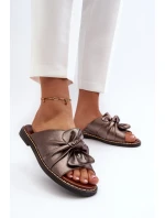 Dámské měděné pantofle na plochém podpatku Nelvira