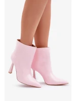Lakované Kotníkové Boty Na Špičce Nazouvací Světle Růžové Seliri