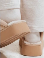 Dámské zateplené žabky light beige FashionStreet ZY1300