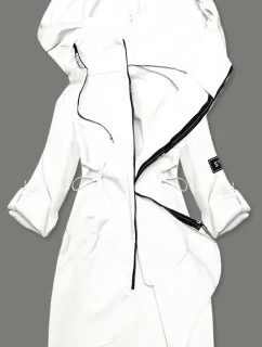 Tenký dámský přehoz přes oblečení ve smetanové barvě s kapucí (B8118-26)