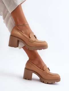 Dámské polobotky na robustním podpatku s ozdobou Camel Ranunca