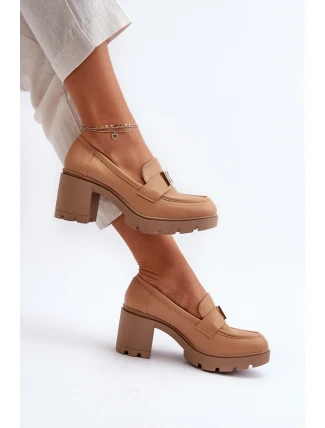 Dámské polobotky na robustním podpatku s ozdobou Camel Ranunca