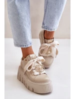 Dámské tenisky na masivní podrážce se zlatou ozdobou CheBello 4530 Béžové Dámské tenisky na masivní podrážce se zlatou ozdobou CheBello 4530 Béžové