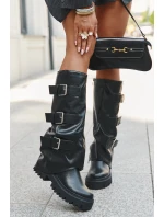 Zateplené dámské kozačky se stříbrnými klipsy Černé Isavine Zateplené dámské kozačky se stříbrnými klipsy Černé Isavine