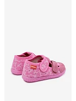 Dětské pantofle Milami lesklé na suchý zip srdíčka růžové Reathiana