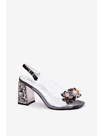 Průhledné sandály na podpatku Vinceza 70121 Černé