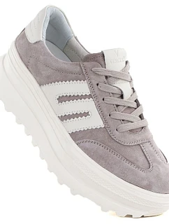 Dámské kožené boty na platformě béžové Vinceza 79614 dámské