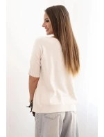 Dámský svetr z viskózy s krátkým rukávem béžový