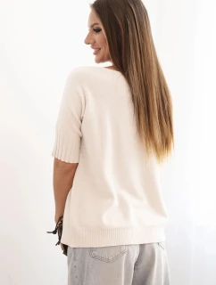 Dámský svetr z viskózy s krátkým rukávem béžový