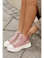 Zateplené Dámské Tenisky Na Platformě Big Star OO274071 Růžové