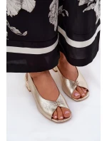 Kožené elegantní dámské sandály CheBello 4724 zlaté