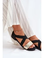 Dámské Plážové Sandály S Elastickými Pásky Černozlaté Marinea