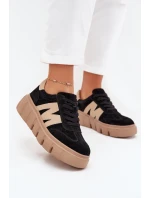 Dámské semišové sneakersy na platformě Vinceza 79561 černé