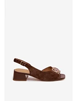 Elegantní sandály z přírodního semiše na podpatku D&A CE61-3127 Hnědé Elegantní sandály z přírodního semiše na podpatku D&A CE61-3127 Hnědé