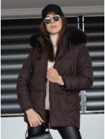 Dámská zimní prošívaná bunda s kapucí hnědá FashionStreet TY5326 Dámská zimní prošívaná bunda s kapucí hnědá FashionStreet TY5326