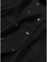 Dlouhý černý kabát s kožešinovým límcem (20201202)