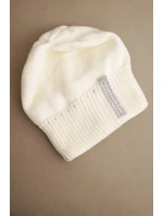 Dámská zimní čepice vlněná s krystaly K453 ecru