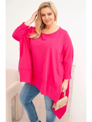 Dámská mikina Plus Size s kapucí a potiskem fuchsie