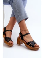 Dámské sandály na podpatku z eko kůže černé Assames