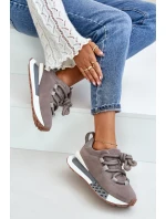 Semišové dámské sneakersy na platformě s tlustým šněrováním Artiker 54C1463 šedé