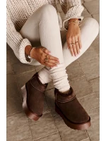 Módní Semišové Nízké Sněhule Hnědé Nucca