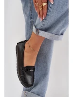 Ploché Kožené Mokasíny S Ozdobou S.Barski LR51-547 Černé