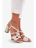 Dámské Sandály Na Podpatku Sergio Leone SK884 Perlové