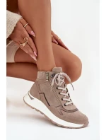 Dámské sportovní kotníkové boty na platformě z přírodního semiše Zazoo – béžové Dámské sportovní kotníkové boty na platformě z přírodního semiše Zazoo – béžové