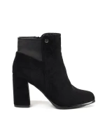 Módní dámské černé  kotníčkové boty na širokém podpatku