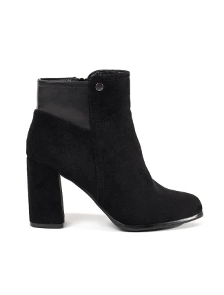 Módní dámské černé  kotníčkové boty na širokém podpatku