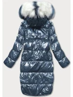 Tmavě modro-béžová oboustranná metalická zimní bunda (p21-7901-99+62) Tmavě modro-béžová oboustranná metalická zimní bunda (p21-7901-99+62)
