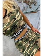 Souprava halenky se sukní moro khaki+béžová
