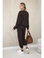 Komplet teplákové + kalhoty máslová látka hnědý Komplet teplákové + kalhoty máslová látka hnědý