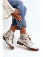 Zazoo 2871 Dámské Botky Šněrovací Stříbrné