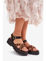 Dámské sandály na platformě s leopardím vzorem hnědé Gevinniser