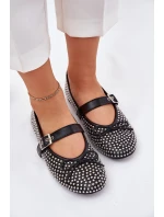 Zdobené baleríny s mašlí a páskem černé Zdivisa