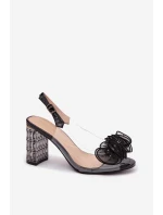 Sandály na podpatku s krystaly D&A MR52-237 Černé