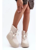 Dámské sněhule s ozdobným šněrováním světle béžová Siracna Dámské sněhule s ozdobným šněrováním světle béžová Siracna