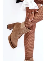 Botky Zamszové Šněrovací Na Sloupku Bežové Lemar Flomes